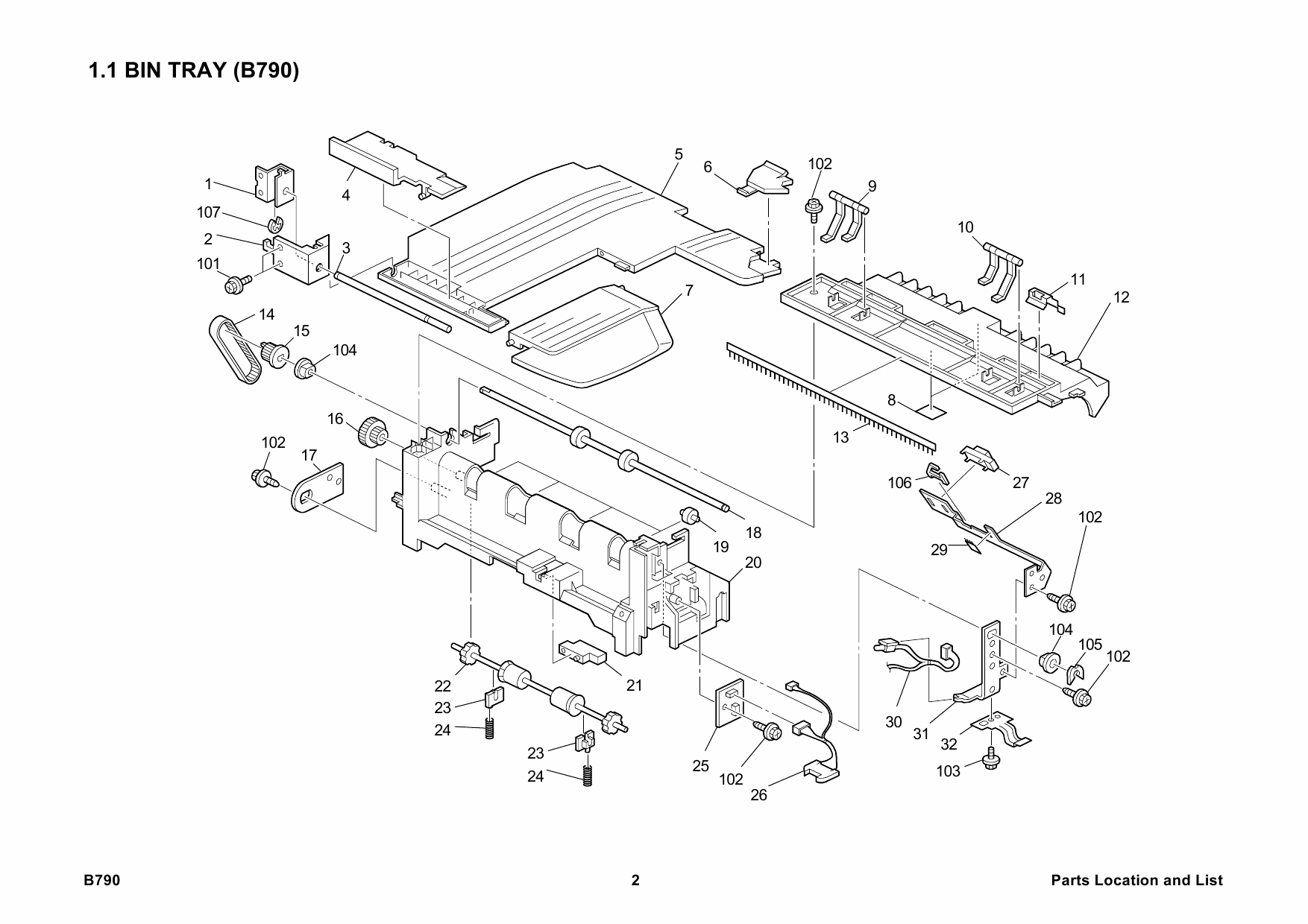 RICOH Options B790 INTERNAL-SHIFT-TRAY-SH3000 Parts Catalog PDF download-2